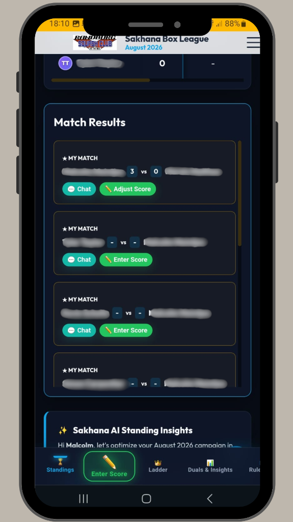 Sakhana Match Results & AI Insights